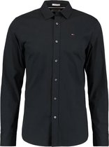 Tommy Jeans - Heren Overhemden Slim Fit Stretch - Zwart - Maat L