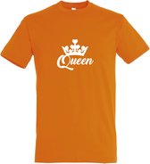 Oranje T shirt met  " Queen " print Wit size L