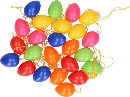 24x Oeufs de Pâques colorés en plastique/plastique 4 cm - Oeufs de Pâques pour branches de Pâques - Décorations de Pasen / Décorations de Pâques