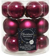 18x stuks kleine kerstballen framboos roze (magnolia) van glas 4 cm - mat/glans - Kerstboomversiering