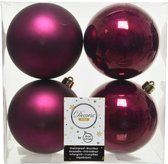 4x stuks kunststof kerstballen framboos roze (magnolia) 10 cm - Mat/glans - Onbreekbare plastic kerstballen