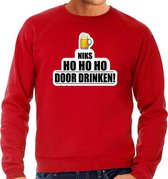 Niks ho ho ho bier doordrinken foute Kersttrui - rood - heren - Kerst sweater / Kerst outfit S