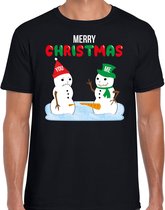 Merry Christmas sneeuwpoppen mijne is groter fout Kerst t-shirt - zwart - heren - Kerstkleding / Kerst outfit XXL