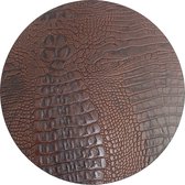 Coaster Queen - Placemats - Leer - Croco - Bruin - Rond - 2 Stuks