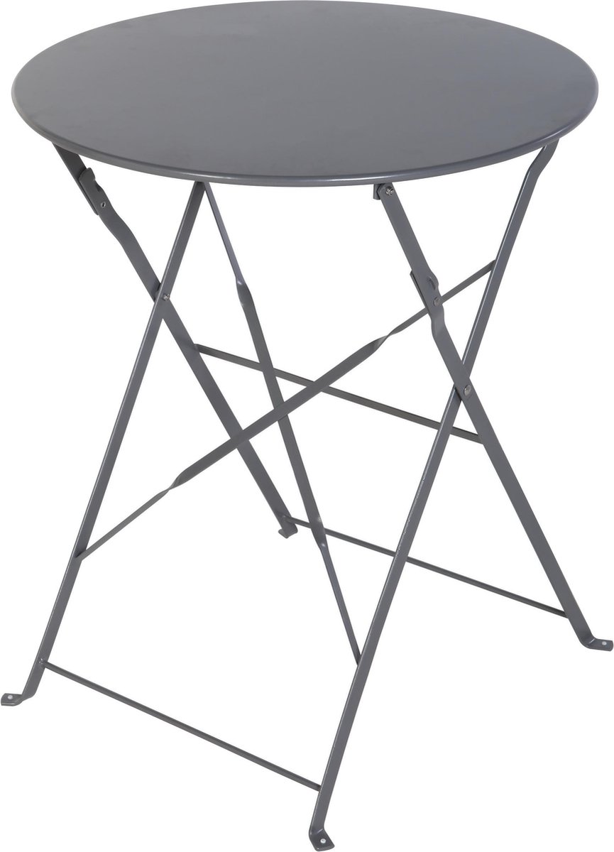 NATERIAL - tuintafel rond FLORA - 2 personen - bistrotafel Ø 60 cm - opklapbaar - balkontafel - klaptafel - bijzettafel - staal - grijs