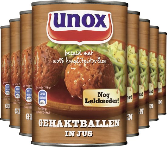 Unox Gehaktballen In Jus '8 x 420 g voordeelverpakking
