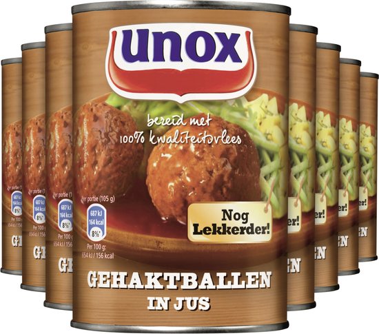 Foto: Unox gehaktballen in jus 8 x 420 g voordeelverpakking