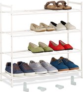Relaxdays schoenenrek stapelbaar - 4 laags - schoenenstandaard - rek schoenen - modern - wit