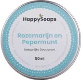 HappySoaps Natuurlijke Deodorant - Rozemarijn & Pepermunt - Frisheid Gegarandeerd -100% Plasticvrij, Vegan & Natuurlijk - 50gr