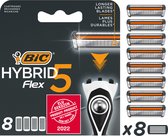 BIC Hybrid 5 Flex scheermesjes voor mannen - Navulverpakking met 8 mesjes - Navullingen - Product van het jaar 2022 - Geen houder