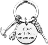 Fako Bijoux® - Sleutelhanger If Dad Can't Fix It, No One Can - Gereedschap - Tools - Cadeau - Geschenk - Vaderdag - Zilverkleurig