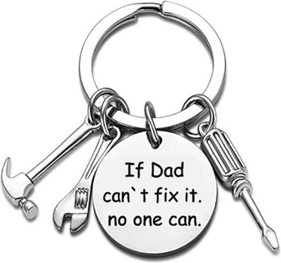 Fako Bijoux® - Porte-clés If Dad Can Fix It, No One Can - Outils - Tools - Cadeau - Cadeau - Vaderdag - Couleur argent