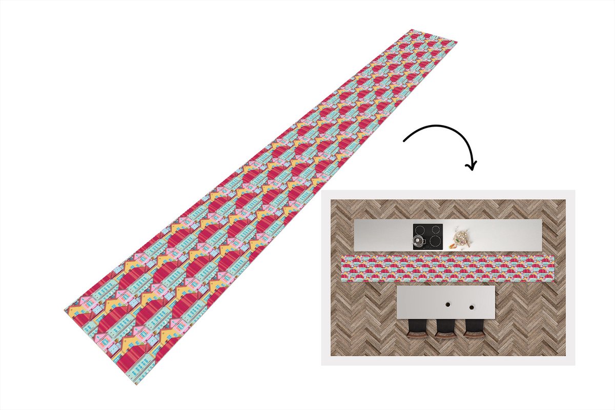 KitchenYeah Keukenloper - Keukenmat - Huizen - Zentangle - Patronen - Keuken vloerkleed multicolor, foto 3