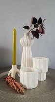Mica Decorations Keramische bloempot ,vaas en kaarsen houder wit, SET VAN 4 ,H30 x D10,5cm