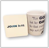 NB! Creative Boutique: Mug and Coaster set JOHN 3:16 [Bible/Bijbel] [Easter/Paas]