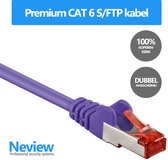 Neview - 25 cm premium S/FTP patchkabel - CAT 6 100% koper - Paars - Dubbele afscherming - (netwerkkabel/internetkabel)