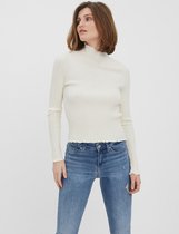 Vero Moda VMEVIE LS HIGHNECK BLOUSE BOO Dames Trui Snow White - Maat S