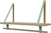 Plankje Roe 98cm - Handles and more® | MINT (Complete set: leren plankdragers + plank eikenhout + roede)