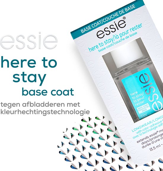 Essie here to stay base coat, tegen afbladderen met kleurhechtingstechnologie, 13,5 ml.
