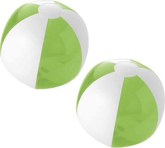 2x ballons de plage gonflables vert / blanc 30 cm - Jouets d'extérieur  Jouets