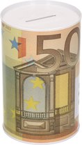Spaarpot 50 euro biljet 8 x 15 cm - Blikken/metalen spaarpotten met euro biljetten