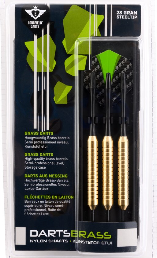 3x Set van 3 dartpijlen Longfield darts brass 23 grams - Darten/darts sport artikelen pijltjes messing - Kinderen/volwassenen van Longfield — afbeelding 2