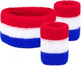 Holland Sweatband Set - Rouge / Wit / Blauw - Acrylique - Taille unique - Bandeau et Bracelets - Pays- Nederland - Fête du Roi - Holland