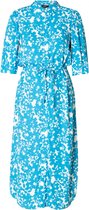 YESTA Lanah Jurk - French Blue/White - maat 1(48)