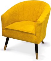 Fauteuil Velvet "Sole" - 1 zit - Geel - Vintage zetel - B 70 cm - Design fauteuil met armleuning - Modern