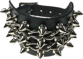 Bullet 69 Funky Punk - 3 row spike with chain Polsband - Zwart/Zilverkleurig