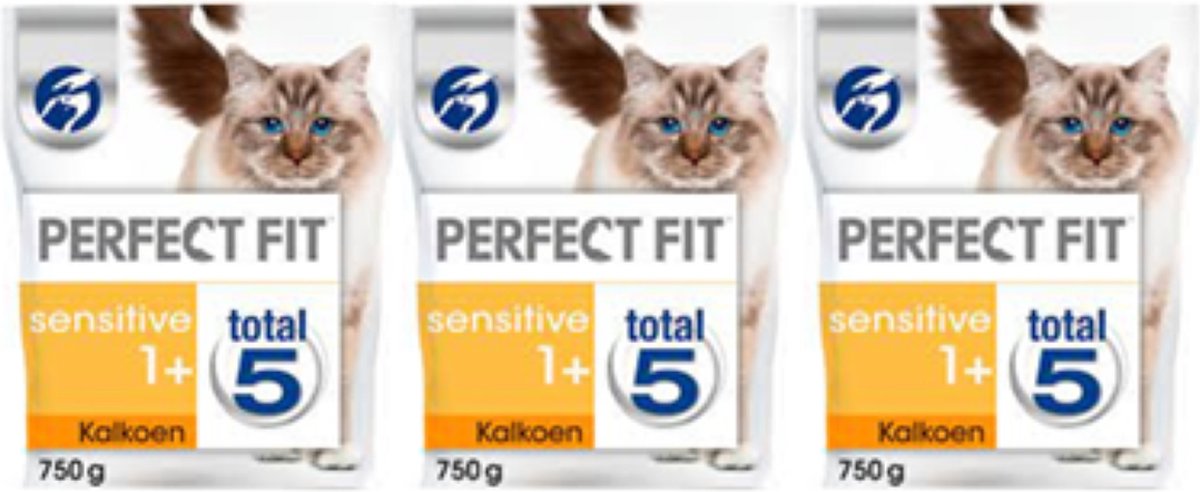 Perfect Fit Perfect Fit - Sensitive Adult 1+ Brokjes - Kalkoen - Kattenvoer - 750g