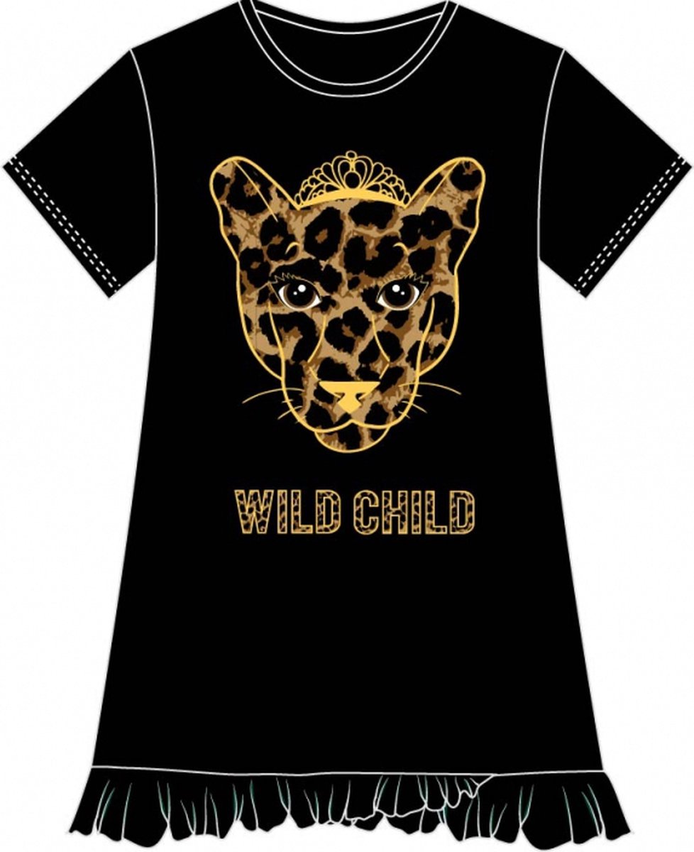 Fun2Wear - Wild Child Bigshirt | Zwart - Katoen - Maat 122/128