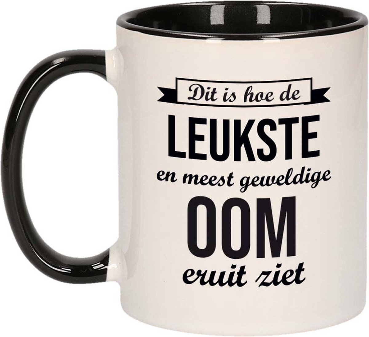 Geweldige oom cadeau koffiemok - theebeker - wit met zwart - 300 ml - verjaardag / bedankje