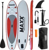 Maxxoutdoor - Opblaasbaar SUP Board - Garda - Complete Set - Pomp / Draagtas / Verstelbare Peddel / Enkelkoord / Vin - 9'10" - 2022 - 300cm - 15PSI - Rood