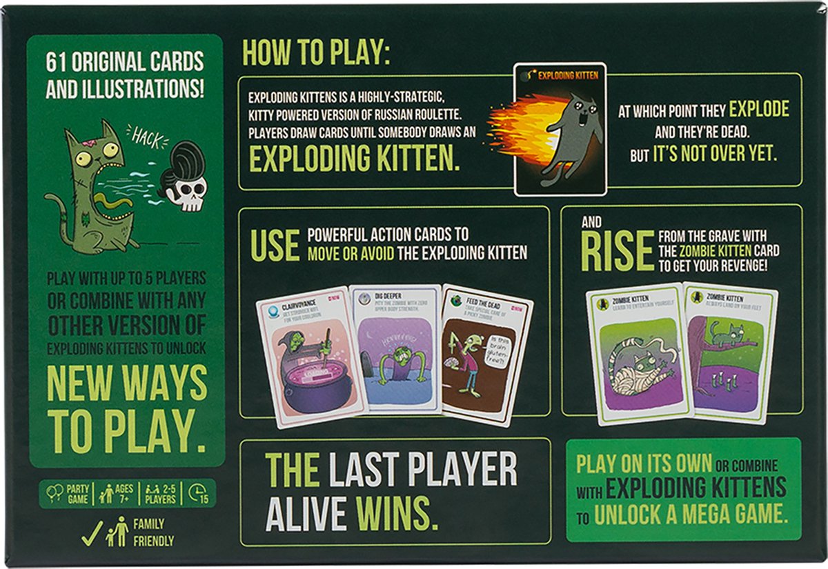 Zombie Kittens: een nieuwe draai aan het Exploding Kittens kaartspelZombiekittens