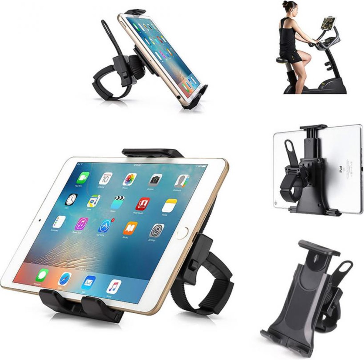 Universele Tablet Fiets Houder Stand LB-566 Indoor Loopband Fiets Motor Gym Cardio Stuur voor 4 Tot 11 Inch Smartphone apparaat