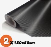OMID HOME® 2xAuto/Car Wrap Folie 3D Carbon - Vinyl Auto / Car Wrapping Carbon folie- 100 x 50 cm - ZwartOM