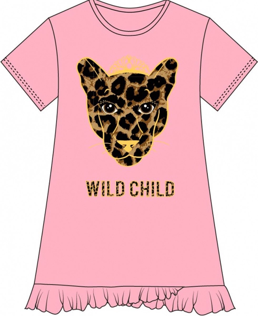 Fun2Wear - Wild Child Bigshirt | Zakje Roze - Katoen - Maat 146/152