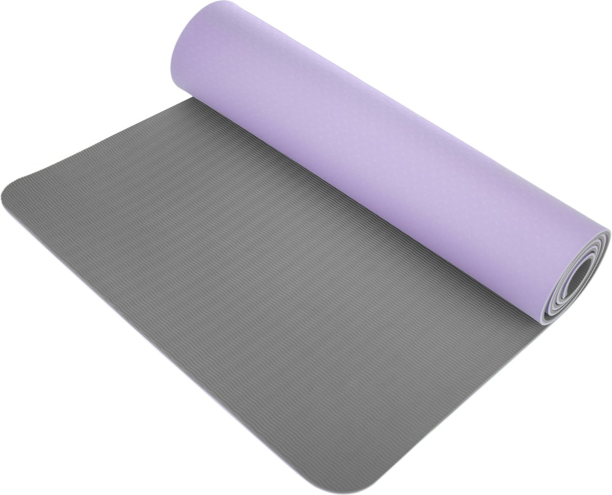 PrimeMatik - Anti slip dubbellaagse paarse Yoga mat 183x61x0.8 cm