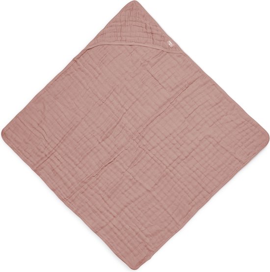 Jollein - Badcape Wrinkled - Roze - 100% Badstof Katoen - Baby Handdoek met Badcape, Omslagdoek, Badponcho - 75x75 cm