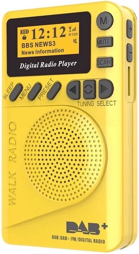 Bluetoolz® | DAB+ BT-P9 CE jaune | Radio portable avec musique DAB+, FM et  MP3 | muni... | bol.com
