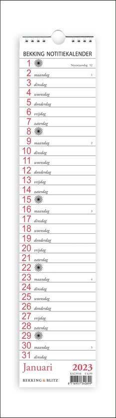 Bekking & Blitz - Kalender 2023 - Bekking notitie kalender 2023 -  Wandkalender - 1... | bol.com