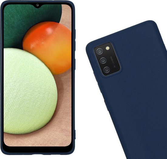 Coque Samsung Galaxy A02s avec protection d'écran - Coque Samsung Galaxy A02s en Siliconen Blauw foncé - Coque Samsung Galaxy A02s avec protection d'écran