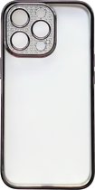 Casemania Hoesje Geschikt voor Apple iPhone 12 Pro Zwart - Transparant Back Cover met Glitter Camera Bescherming