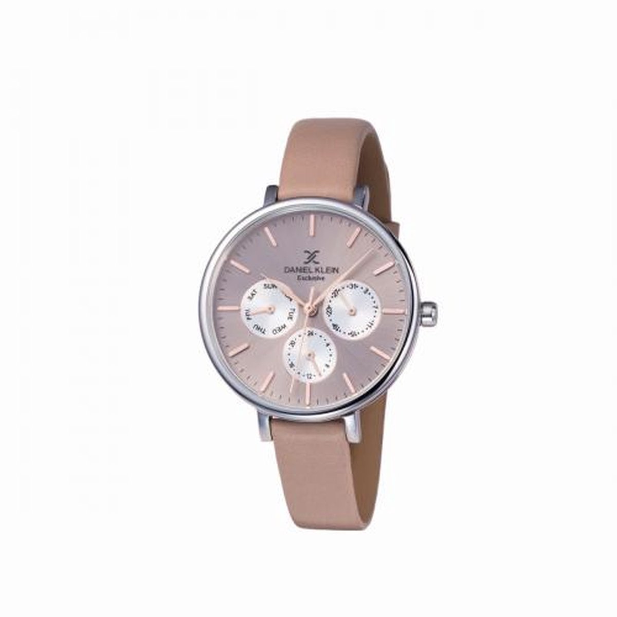 Daniel Klein DK11896-6 - Horloge - Analoog - Dames - Vrouwen - leren band - rond - Beige - Zilverkleurig