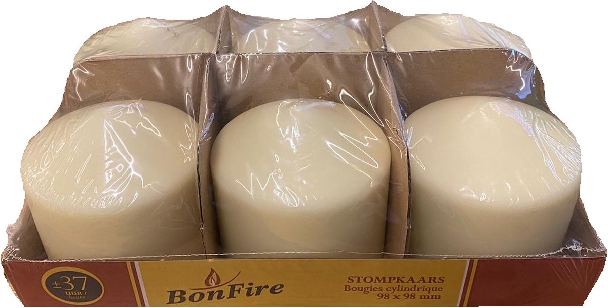 Bonfire Stompkaarsen Ivoor 98x98mm