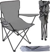 EASTWALL Campingstoel - Opvouwbare visstoel - Klapstoel - Tuinstoel - strandstoel opvouwbaar - Vouwstoel met bekerhouder – Verstelbare armleuning - B45 x L45 x H80cm - Maximale belasting 100kg - Grijs