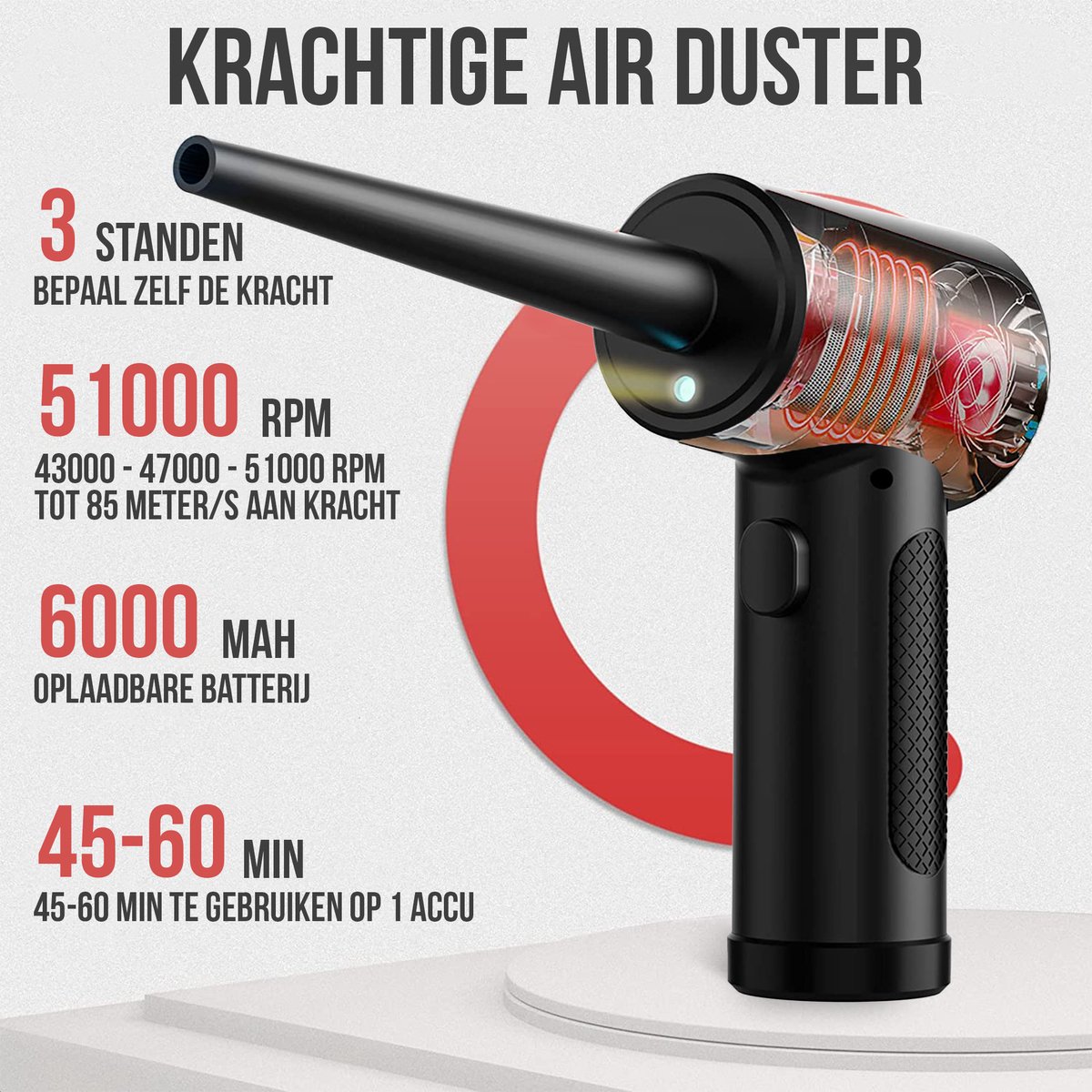 Strex Air Duster Draadloos – 6000mAh - Afbeelding 2