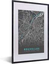 Cadre photo avec affiche - Plan - Plan de ville - Bruxelles - België - Grijs - 40x60 cm - Cadre pour affiche