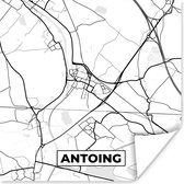 Affiche Zwart Wit - België - Carte - City Map - Map - Antoing - 75x75 cm